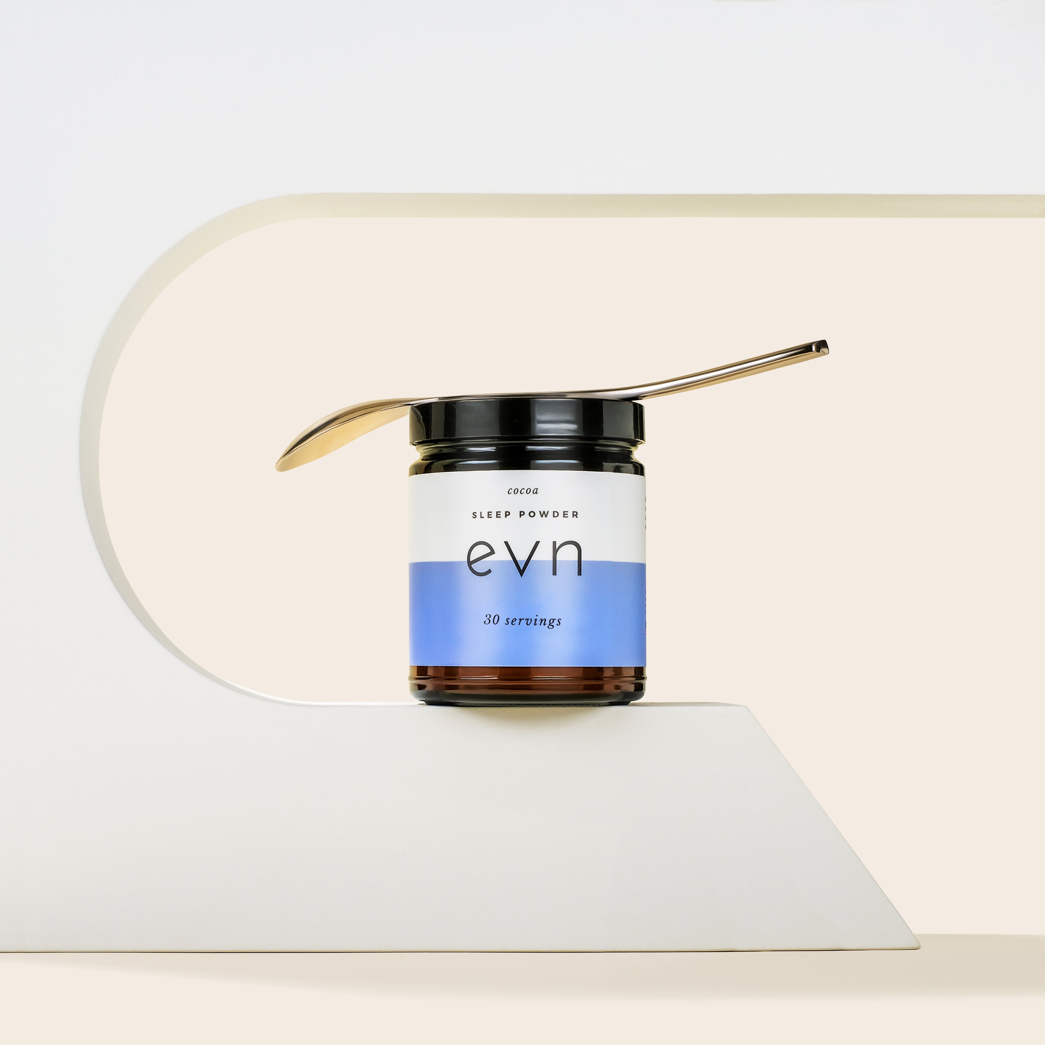 sleep powder on a curved pedestal