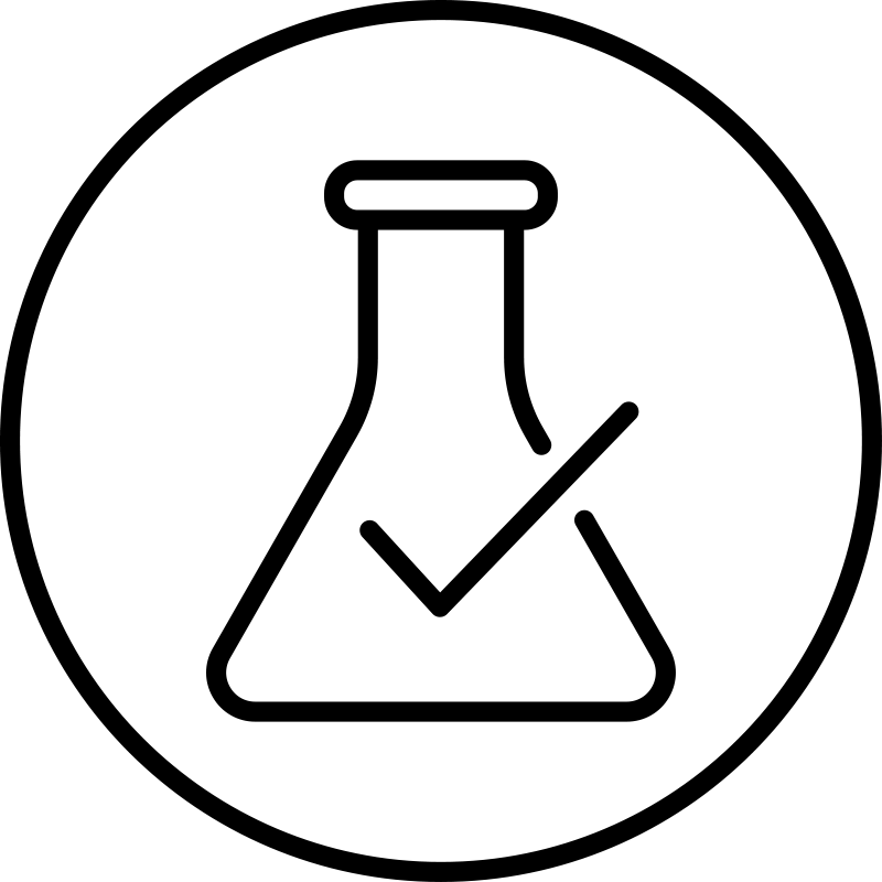 a lab tested icon with a check mark